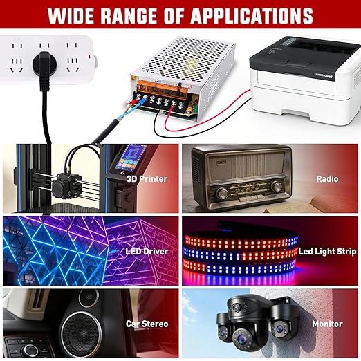 Nilight AC 110V/220V to DC 12V Voltage Converter 20A 240W Switching Power Supply Adapter Transformer Low Voltage Output LED Driver for LED Strip Light Radio CCTV Camera Security Video System