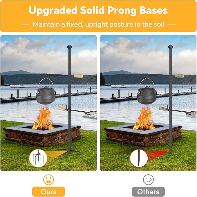 Mr IRONSTONE Campfire Grill Grate: Fire Pit Grill Grate with Swivel Handle, Campfire Cooking Equipment with Heavy Duty Steel, Over Fire Camp Grill For Outdoor Barbecue Camping and Cooking, Black