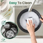 Chef Power Ceramic Nonstick Cookware Set 19 Piece with Detachable Handle, Induction Dishwasher Oven Safe Pans and Pots Set, RV Kitchen Set Removable Handle, Rock Stone Black