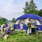 CAMPROS CP Camping Tent 10 Person Family Cabin Tent, 2 Room Water Resistant Waterproof Tent with Top Rainfly, 4 Large Mesh Windows, Double Layer, Easy Set Up, Portable with Carry Bag, 16ft x 9ft x72in