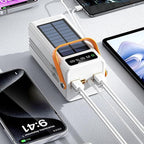 Solar Battery Mobile Bank - 120W External Power Bank, 50000mAh 4 Outputs & 3 Inputs | Portable Survival Gear with Light, Built-in Cables for Devices, Road Trip, Hiking, Backpacking, Camping, Fishing