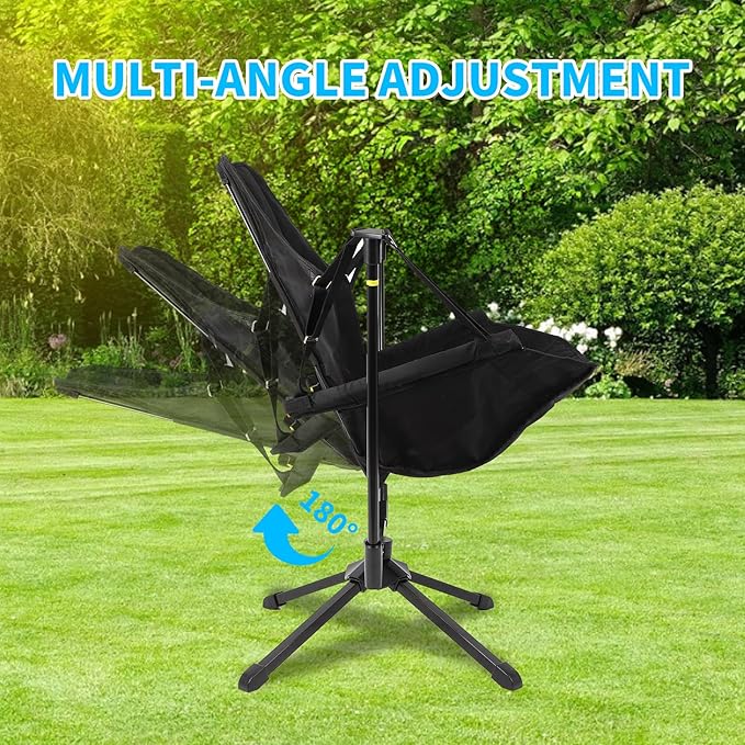 FAHKNS Hammock Camping Chair, 360° Swivel Chair with Adjustable Backrest, Foldable and Lightweight Chair Used for Office Work, Picnic, Hiking, Portable Bag,