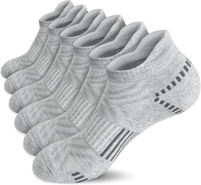 Airacker Ankle Athletic Running Socks Cushioned Breathable Low Cut Sports Tab Socks for Men and Women (6 Pairs)