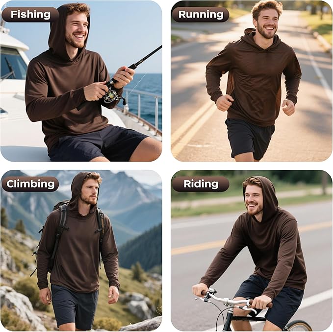 ProtectX High Visibility Sun Protection Lightweight Long Sleeve Hoodie, UPF 50+ Quick-Dry, SPF UV Shirt, Active Wear