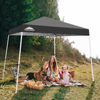 EAGLE PEAK 10x10 Slant Leg Pop-up Canopy Tent Easy One Person Setup Instant Outdoor Beach Canopy Folding Portable Sports Shelter 10x10 Base 8x8 Top (Gray)