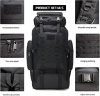Hiking Backpack for Men 70L/100L Camping Backpack Military Rucksack Molle 3 Days Assault Pack for Climbing