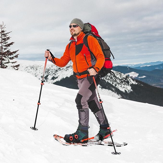 G2 21/25/30 Inches Light Weight Snowshoes for Women Men Youth, Set with Trekking Poles, Tote Bag, Gaiters,Special Fast Ratchet Binding, Orang/Blue/Red Available