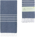 WETCAT Turkish Beach Towel Oversized (38"x71") 100% Turkish Cotton, Made in Turkey - Sand Free, Extra Large, Ultra Soft, Quick Drying, Compact & Lightweight for Travel - Navy Blue