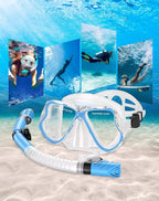 Greatever Dry Snorkel Set,Panoramic Wide View,Anti-Fog Scuba Diving Mask,Professional Snorkeling Gear