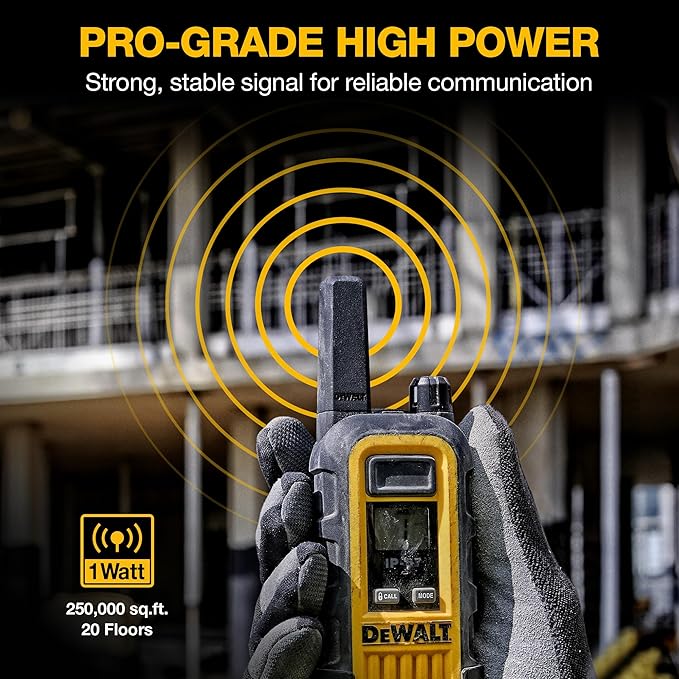 DEWALT FRS Walkie Talkies Long Range 2 Way Radio, 1 Watt, Waterproof & Rechargeable, 6 Pack with Gang Charger, DXFRS300-BCH6