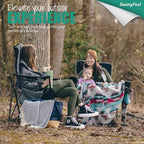 SUNNYFEEL Oversized Folding Camping Chair 2 Pack 500 LBS Heavy Duty Lawn Chairs with Black Portable Folding with Armrest, Cup Holder, Pocket ＆Bag for Outdoor Camping/Beach/Travel/Picnic/Fishing