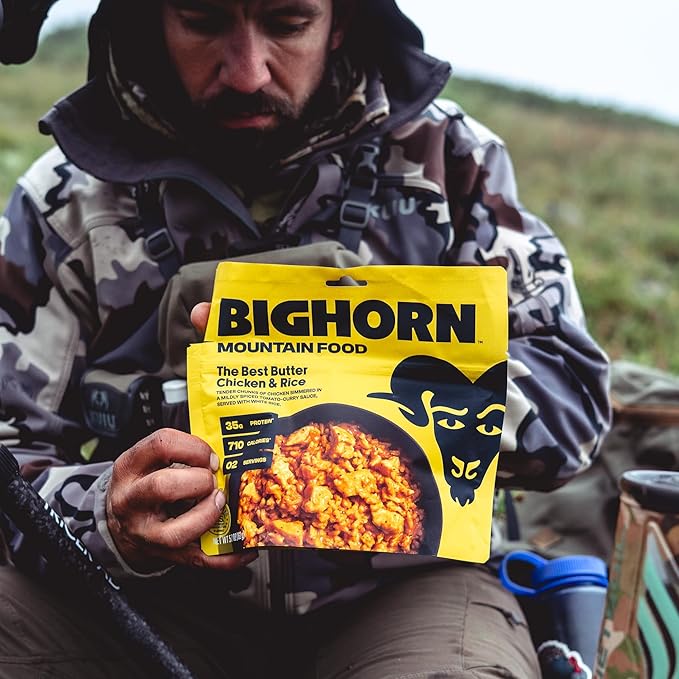 BIGHORN Mountain Food The Best Butter Chicken and Rice - premium freeze dried meals for backpacking food - dehydrated camping food for backpacking meals - ideal camping meals just add water - great taste - 2 servings