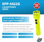 Nightstick XPP-5422G 3 AA Intrinsically Safe Permissible Dual-Light Flashlight, Green