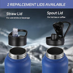 HASLE OUTFITTERS 40oz Stainless Steel Water Bottle, Vacuum Insulated Double Walled Leak Proof Sports Water Bottle with 2 Lids (Straw and Spout Lid) Keep Cold and Hot(Royal Blue,1)
