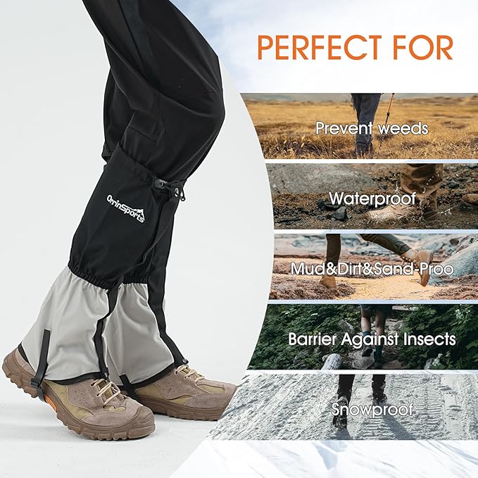 Waterproof Adjustable Leg Gaiters for Men and Women Snow Boot Gaiters for Hiking in Hunting Sand and Mud Mountain Climbing or Snowshoeing