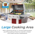 Kenmore 3-Burner Outdoor BBQ Grill | Liquid Propane Barbecue Gas Grill with Folding Sides, PG-A4030400LD-RD, Pedestal Grill with Wheels, 30000 BTU, Red