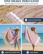 LANE LINEN Beach Towel Set of 4, Turkish Beach Towel Set, Pre-Washed Pool Towels, Quick Dry Travel Beach Towel, Extra Large Beach Towels Oversized, 39"x71" - Cashmere Rose