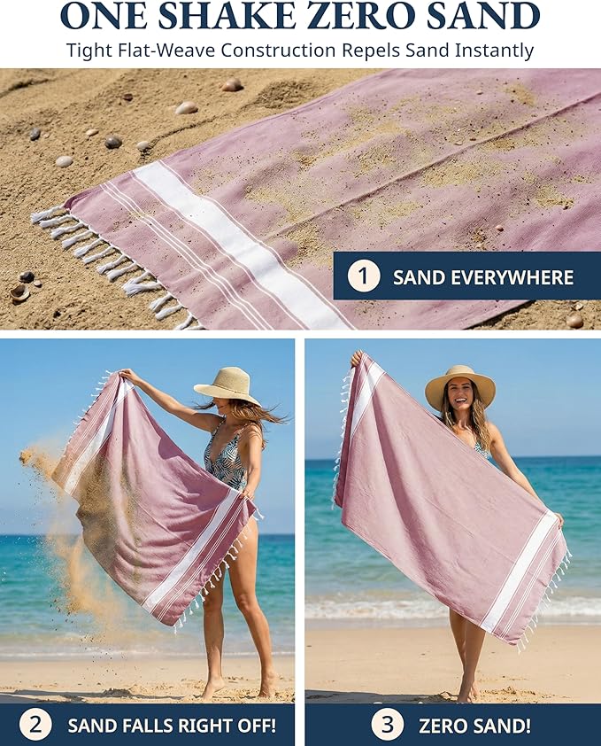 LANE LINEN Beach Towels for Women, Large Beach Towels Oversized, Pre-Washed, No-Shrink Sand Free, Quick Dry, Lightweight Travel Towel,Soft Beach Bath Towel, 39"x71" - Cashmere Rose