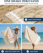 LANE LINEN Oversized Beach Towels, 2 Pack Turkish Towel Set for Adults, Lightweight, Quick Dry, Absorbent & Sand Proof, 39"x71" Pool Towels – Beige