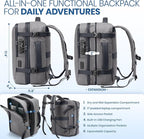 Fanwoli Vacuum Travel Backpack, Carry On Luggage with TSA Lock & Anti Theft Zipper, Expandable Airback with Compression Pump, Waterproof Laptop Bag Ideal for Flight & Business