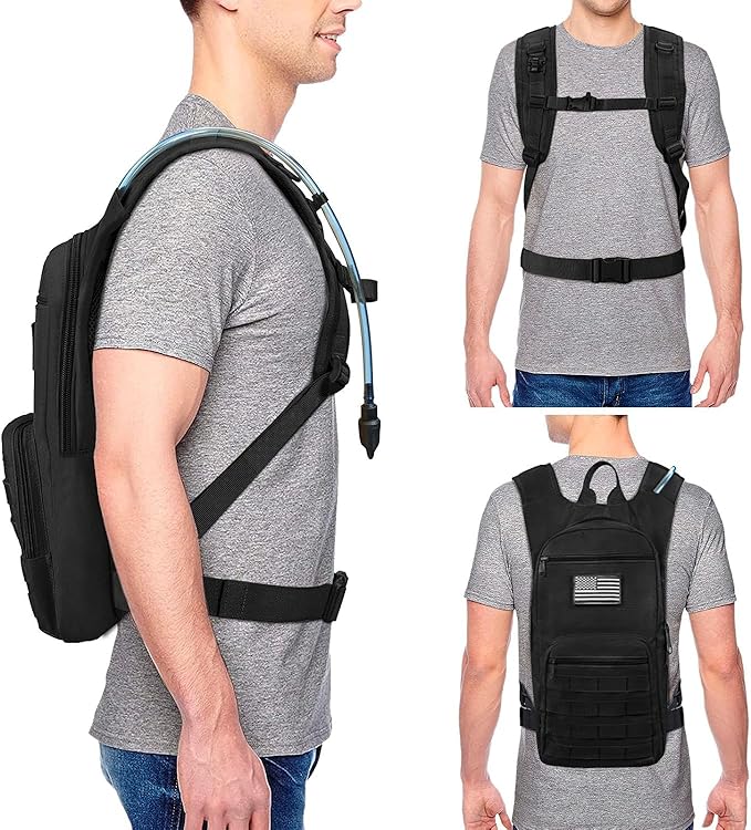 NOOLA 3L Hydration Backpack, Water Backpack with TPU Water Bladder, Tactical Hydration Pack for Men Women, Molle Water Backpack for Hiking, Biking, and Hunting
