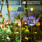 Christmas Solar Garden Lights for Outdoor Decor, Waterproof 2 Pack Solar Powered Firework Stake 120 LED Sparklers String Lights for Yard Pathway Halloween Christmas Decorations(Colorful)