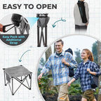 FUNDANGO Folding Camping Stool, 18.1 Inch Oversized Foot Rest 400 Lbs Heavy Duty Portable Padded Stools Seat Anti-Slip Foots & Carry Strap for Fishing Outdoor Lawn Travel (Grey)