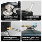 Naturehike Camping Gas Stove for IGT Table, Portable Isobutane Stove with Storage Bag & Foldable Brackets, 3 Burners Camp Stove for Outdoor Car Camping Cooking Tailgating