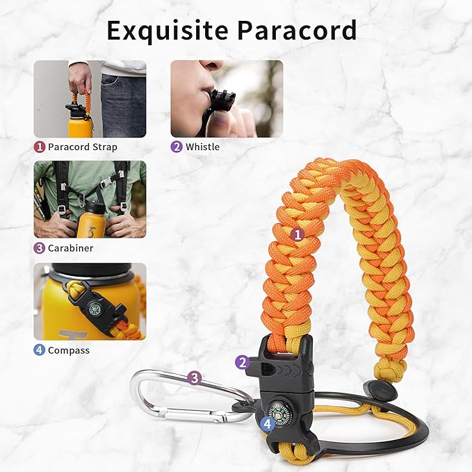 Trebo 40oz Water Bottle with 3 Lid and handle, Vacuum Insulated Stainless Steel Metal Outdoor Leakproof BPA-Free Flask, Keep Cold 48 Hours Water Jug, Best Gift for Men Women Holiday, Orange