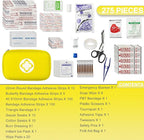 First Aid Kit Car Home Emergency Essential Kits - 275Pcs Basic Hiking Supplies Survival Gear First Aid Set Camping Backpacking Sports Yellow YIDERBO