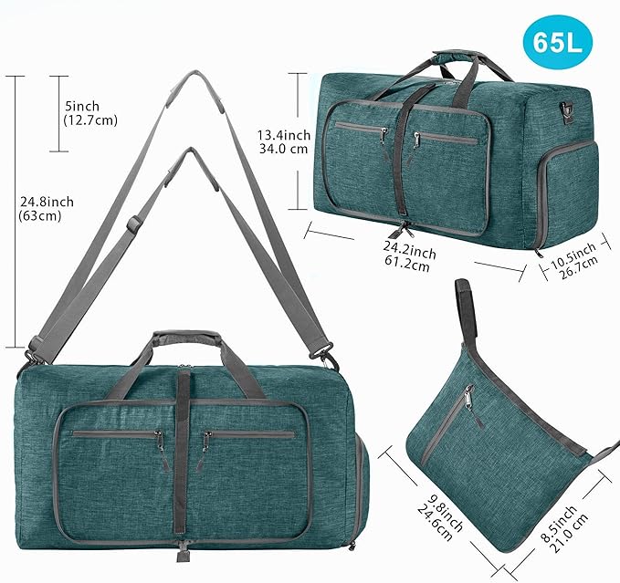 Vomgomfom Travel Duffle Bag for Men,65L 85L 115L Foldable Travel Duffel Bag with Shoes Compartment Overnight Bag for Men Women