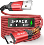 JSAUX USB C Cable [3-Pack 6.6ft], USB A to USB Cord Fast Charging for iPhone Air, iPhone 17, iPhone 17 Pro, iPhone 17 Pro Max, iPhone 16/iPhone 15 Series, Samsung S20 S10, Note 20 10, Car Play - Red