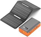 Portable Power Bank with AC Outlet 65W 110V External Battery Pack, 24000mAh Portable Laptop Charger with 30W Foldable Solar Panel Power Supply for Smart devices Outdoor Camping RV Off Grid-Orange