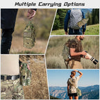 32 oz Water Bottle with Sleeve - Military Green Stainless Steel Metal Insulated Water Jug, Sports Bottle for Gym Hiking Camping Camo Pouch