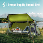 Night Cat Pop-up Camping Tent: 1 Person Tent Waterproof Instant Easy Setup Tunnel Tent Fits with Camping Cot (Excluded)