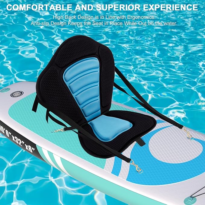 CAMULAND Paddleboard Seat, Kayak Accessories Chair for Paddle Board Fishing Sup Adjustable Cushion with Back Support for Sit On Top Boat Rafting Padded Seats Behind