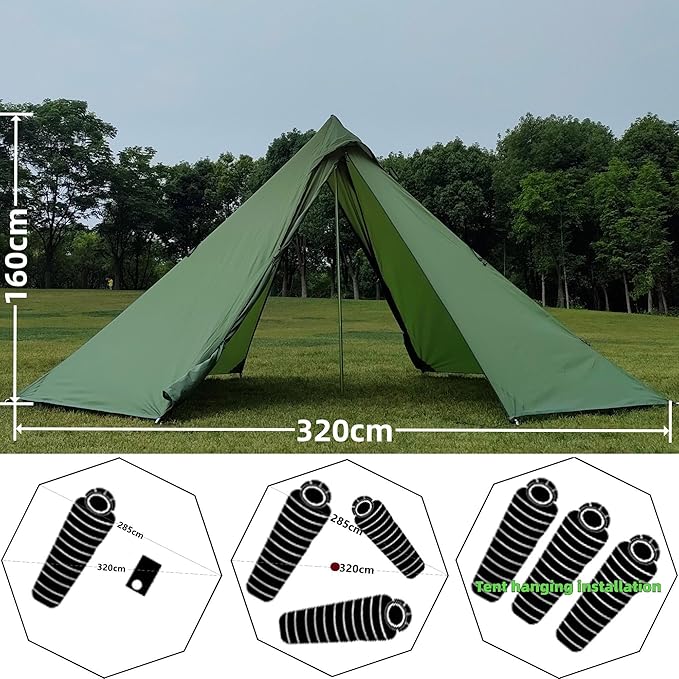 Longeek 2-4 Person Camping Tent 4 Seasons Backpacking Ultralight Easy Up Hot Teepee
