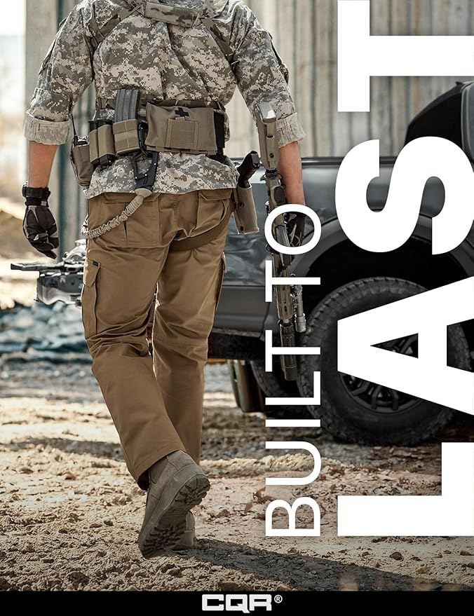 CQR Men's Tactical Pants, Water Resistant Ripstop Cargo Pants, Lightweight EDC Work Hiking Pants, Outdoor Apparel