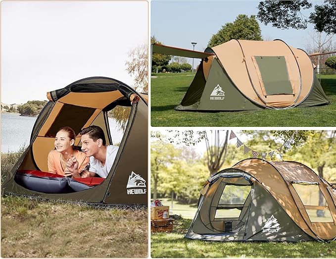 Pop Up Camping Tent 2/4 Person, Instant Family Tents, Easy Setup Automatic Tent for Camping Hiking & Traveling