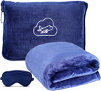 Travel Blanket, Ultra-Soft, Warm & Lightweight Travel Blanket Airplane with Bag, 65x40 in, Airplane Travel Essentials for Women, Men & Kids, Included Eye Mask, Luggage Sleeve & Backpack Clip