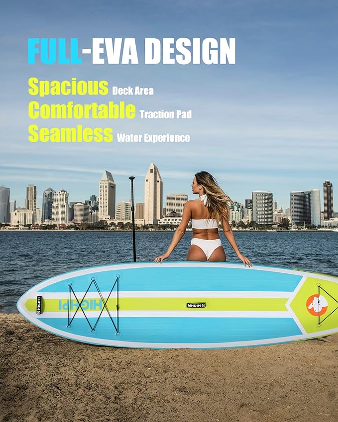 Highpi Inflatable Stand Up Paddle Board for Youth and Adults – Wide Sup with Premium Accessories, Blow Up Paddleboard for Surfing, Fishing, Yoga & More