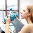 IDEUS Insulated Stainless Steel Water Bottle with 2 Leak-Proof Lids, Thermal Water Flask for Hiking Biking, 32oz, Blue Atoll