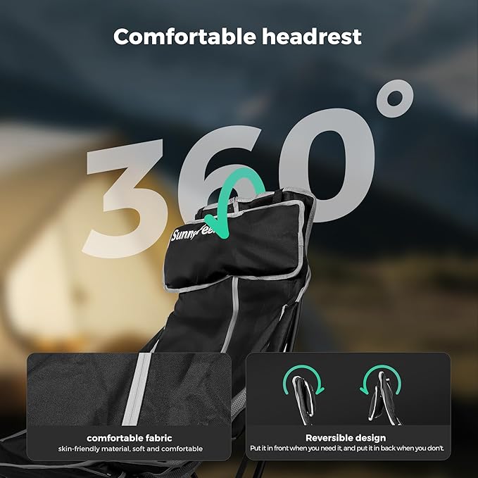 SUNNYFEEL High Back Camping Chair for Adults, Lightweight Camping Chair Support 250 lbs Heavy Duty, Compact Folding Chair Design, Portable & Collapsible Camping Chairs for Outdoor, Camp, Beach, Picnic
