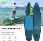 Inflatable Stand Up Paddle Board Includes Paddle, Dual Action Pump, and Accessories 11ft Lightweight iSUP, 33"*6" Wide Stable Design, Anti-Slip EVA Deck, Paddle Board for Adults