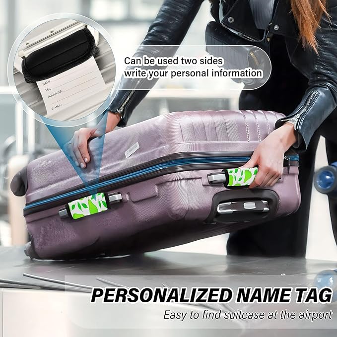 Pears 4 Pack Neoprene Suitcase Wraps, Luggage Handle Wraps with ID Tag, Non-Slip Suitcase Handle Covers for Travel, Bag Strap Pad