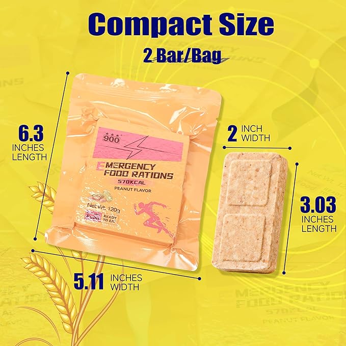 Emergency Food Supply - Peanut Hardtack, Mre Meals Military 2025, Emergency Meals Survival Bars, Camping Hiking Survival Food High Calorie Bars, 12 Count, Long Shelf Life