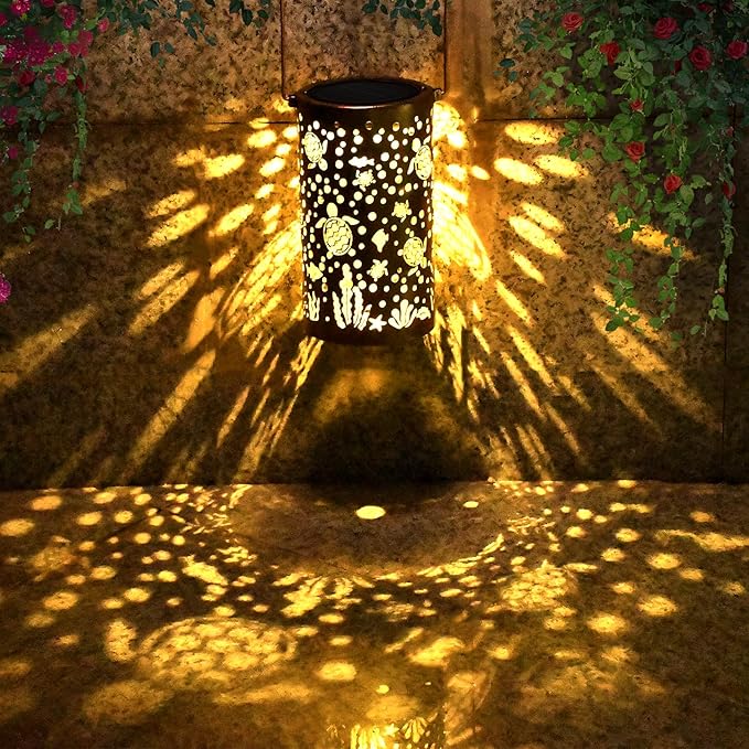 Sea Turtle Solar Lanterns Outdoor Waterproof Garden Decor Hanging Solar Lights Sea Turtle Gifts for Women Mom Grandma, LED Decorative Light Fairy Garden Accessories,Outdoor Lantern for Patio,Yard,Lawn