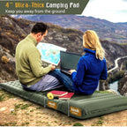 Elegear Self Inflating Sleeping Pad for Camping, 4" Ultra-Thick Camping Mattress Pad with Pillow Built-in Foot Pump, Portable Sleeping Mat for Backpacking, Hiking, Tent