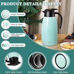 68 Oz Thermal Coffee Carafe, Stainless Steel Insulated Vacuum coffee crafts to keep coffee hot, 2 Liter Tea Water Coffee and Beverage Dispenser (Blue)