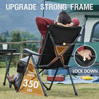 Portal Reclining Camping Chair with Adjustable Back Folding Camp Recliner for Adults Portable High Back Oversized, 400LBS (Black)